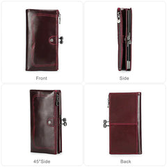 High-End Anti-Theft Leather Bifold Wallet for Women