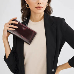 High-End Anti-Theft Leather Bifold Wallet for Women