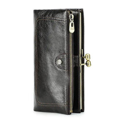 High-End Anti-Theft Leather Bifold Wallet for Women