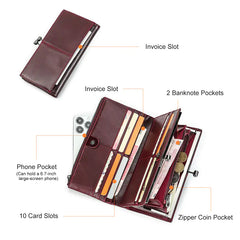 High-End Anti-Theft Leather Bifold Wallet for Women